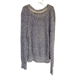 Free People Women's Knit‎ Pullover Sweater Blue White Large Comfy Casual